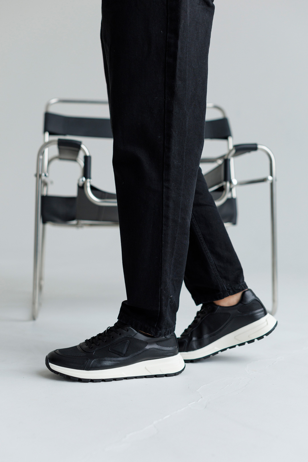 Кроссовки мужские кожа сетка черные лето 40–45 размер 8 Кроссовки мужские кожа сетка черные лето 40–45 размер — изображение 8